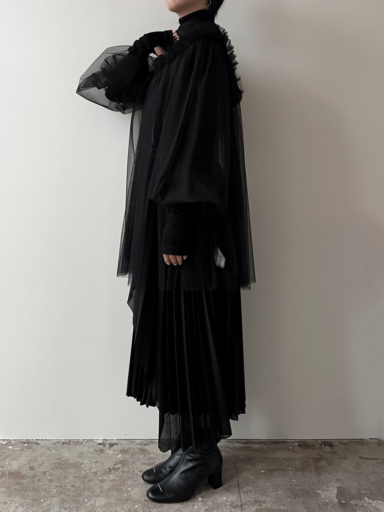 VERYboutiqueFETICO TULLE FRILLED TUNIC チュール ブラック