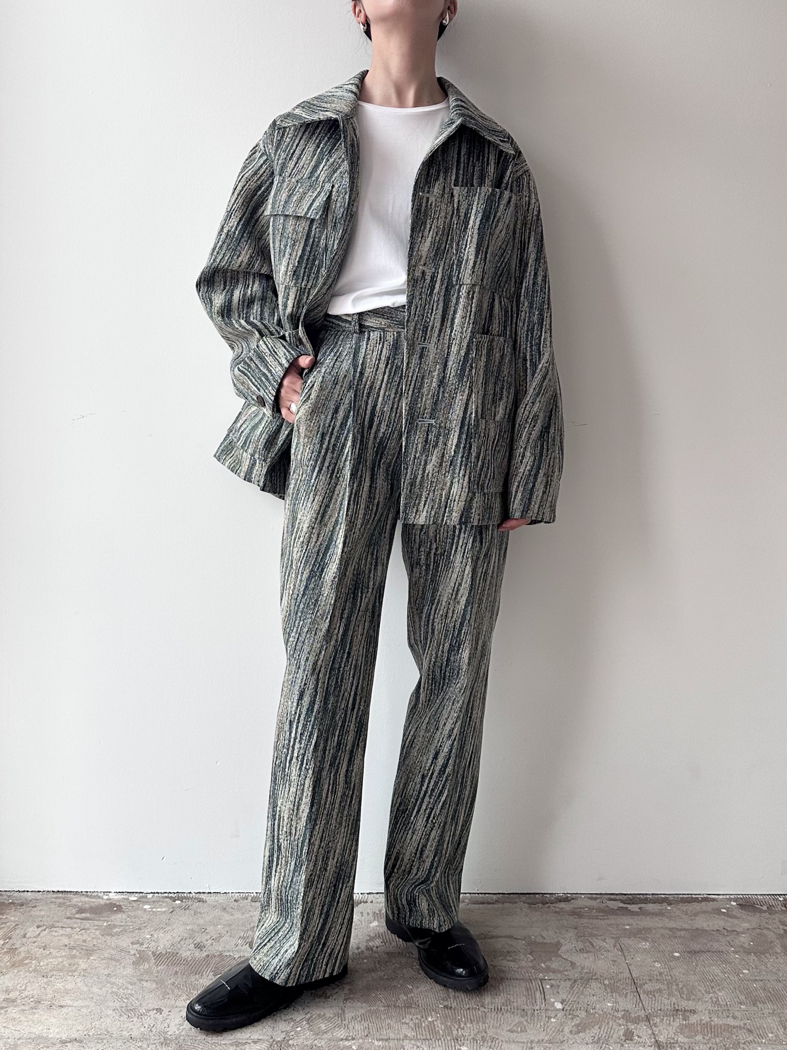 YOKE（ヨーク）JACQUARD BELTED WIDE TROUSERS-