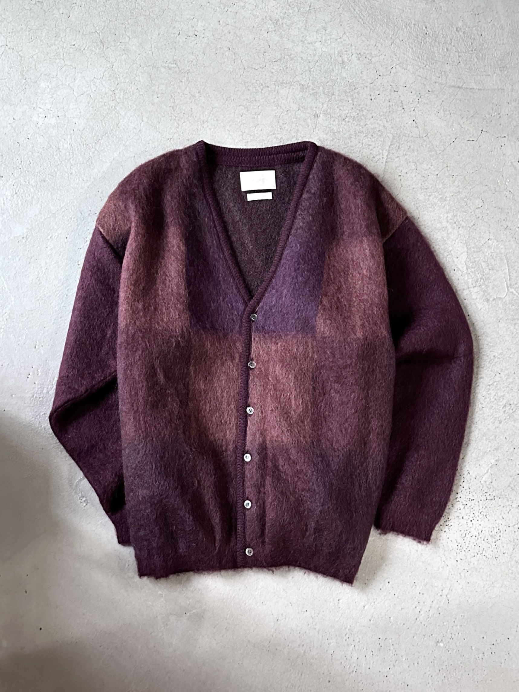 SQUARE PANNEL MOHAIR CARDIGAN | 岐阜県柳ヶ瀬地区にて 